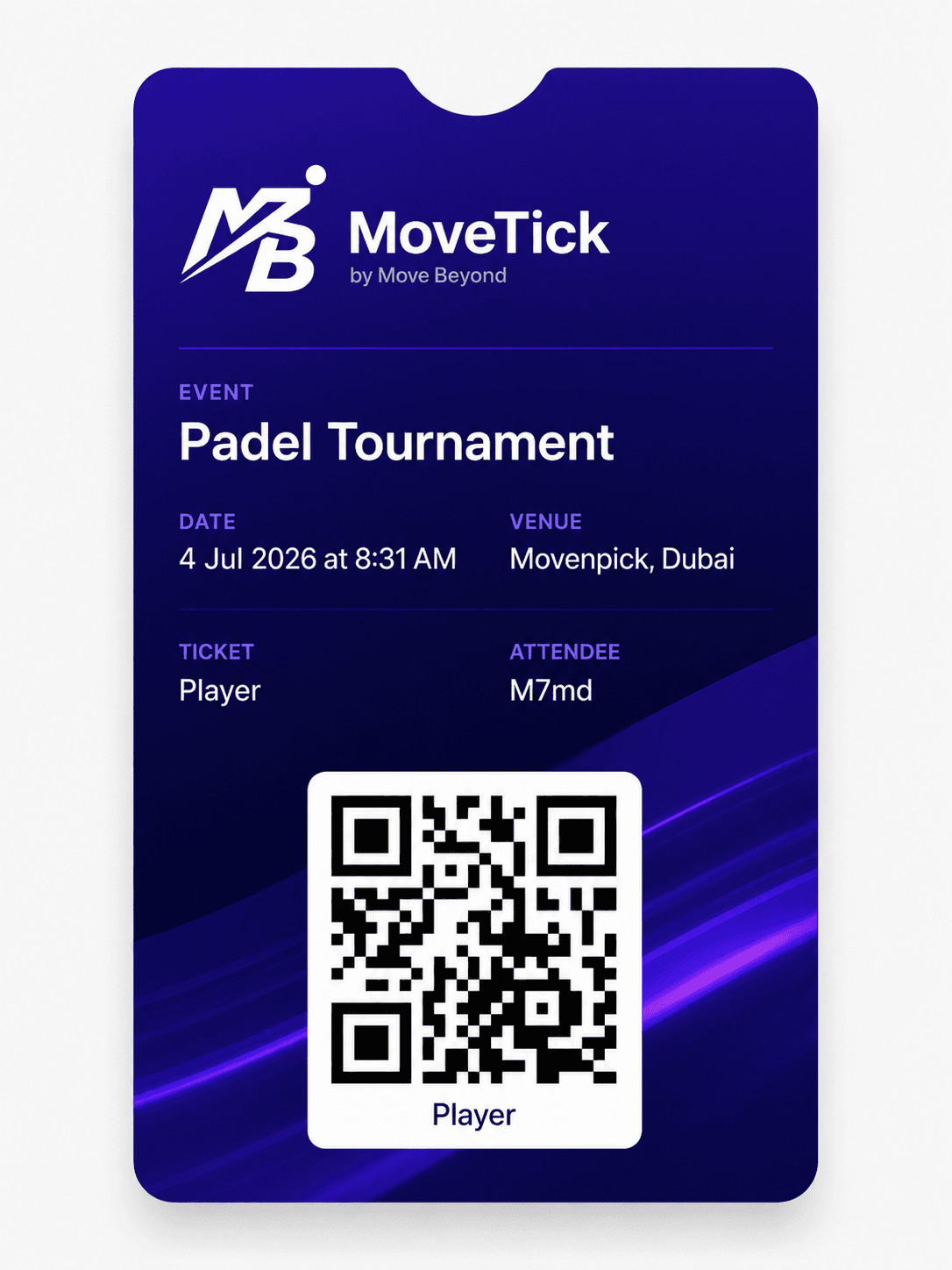 Move-Tick digital event ticket example